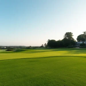 Beautiful landscape of a golf course representing golf tourism.