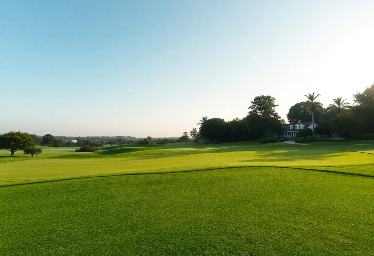 Beautiful landscape of a golf course representing golf tourism.