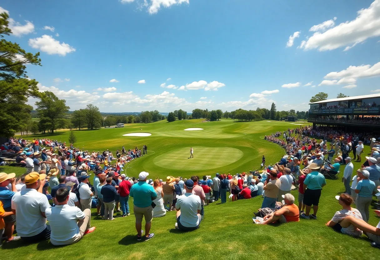Golfers playing at The Open Championship