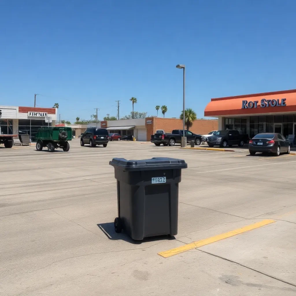 Parking lot with trash containers in Panorama City
