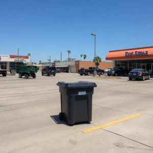 Parking lot with trash containers in Panorama City