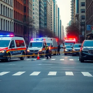 Emergency response at the scene of a pedestrian accident in Houston