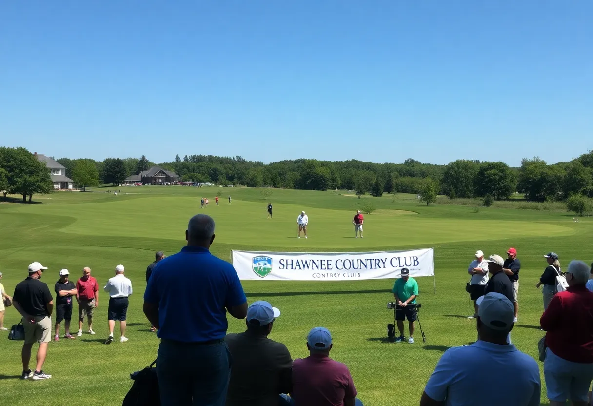 Golfers participating in the Perkins Charity Golf Tournament at Shawnee Country Club.