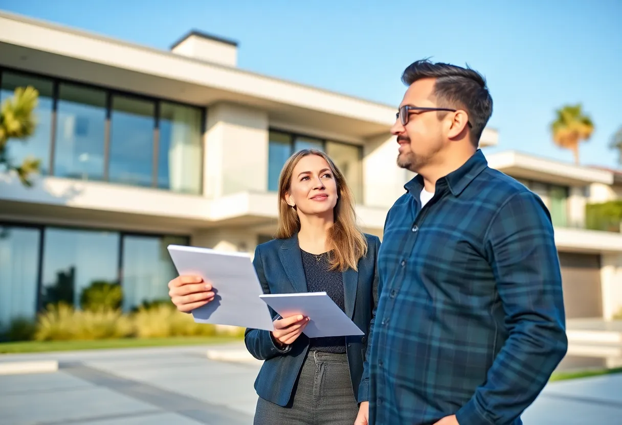 Couple evaluating a property in Los Angeles