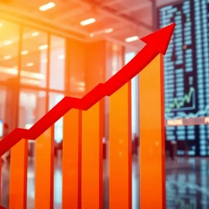 Abstract representation of a rising stock market.
