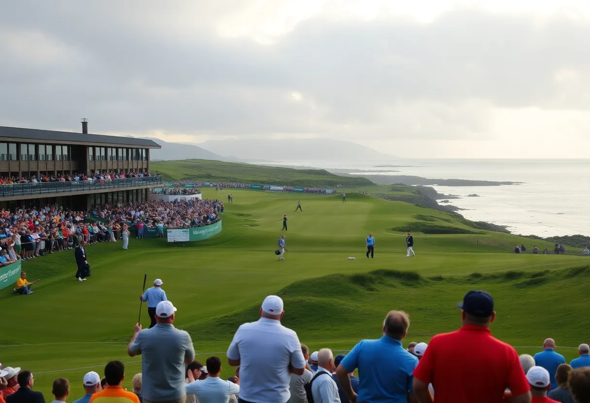 Royal Portrush Golf Course showcasing the greens and crowds.