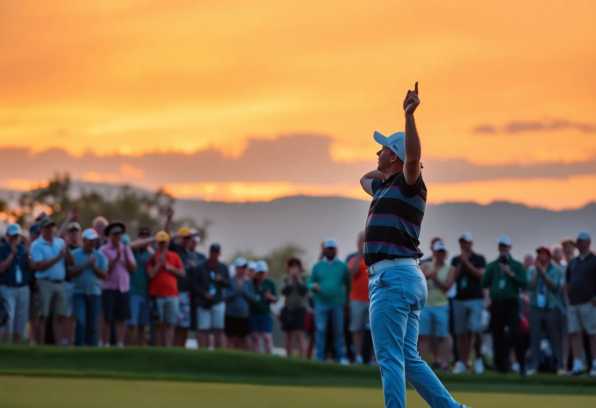 Golfer celebrating victory at the British Open