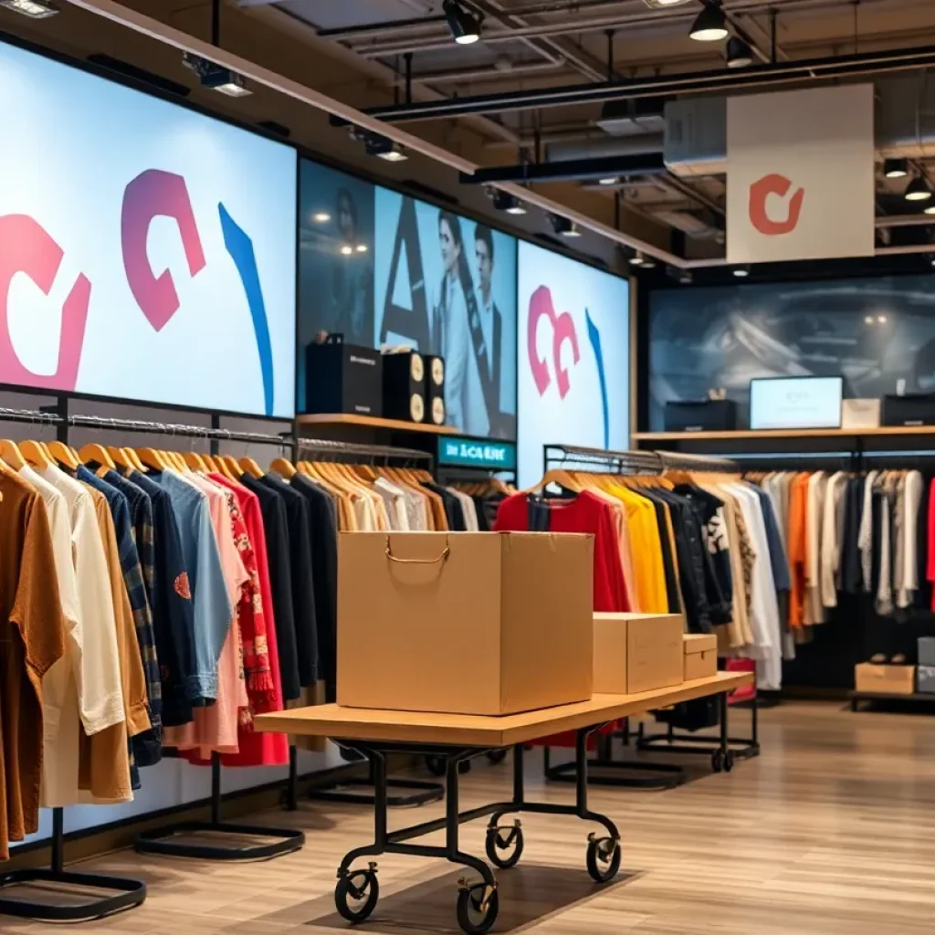 Display of fast fashion clothing representing Shein's shipping practices