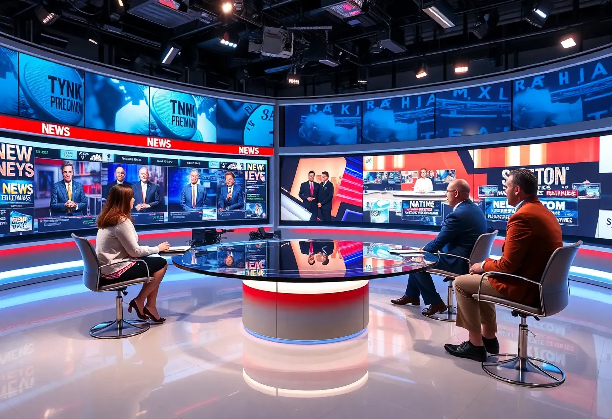 Media professionals discussing news programming related to the Skydance and Paramount merger.