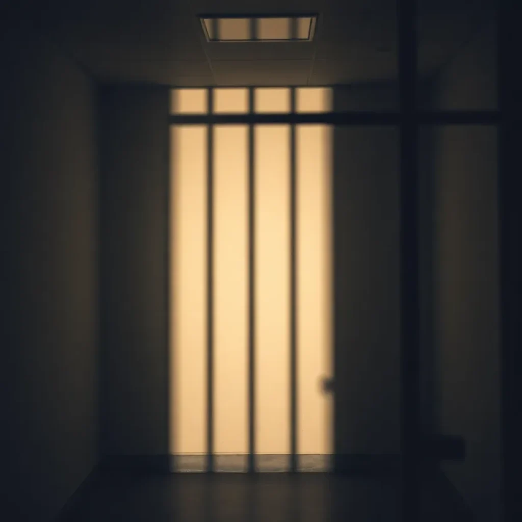 A dimly lit jail cell representing despair.