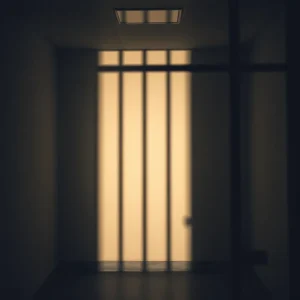A dimly lit jail cell representing despair.