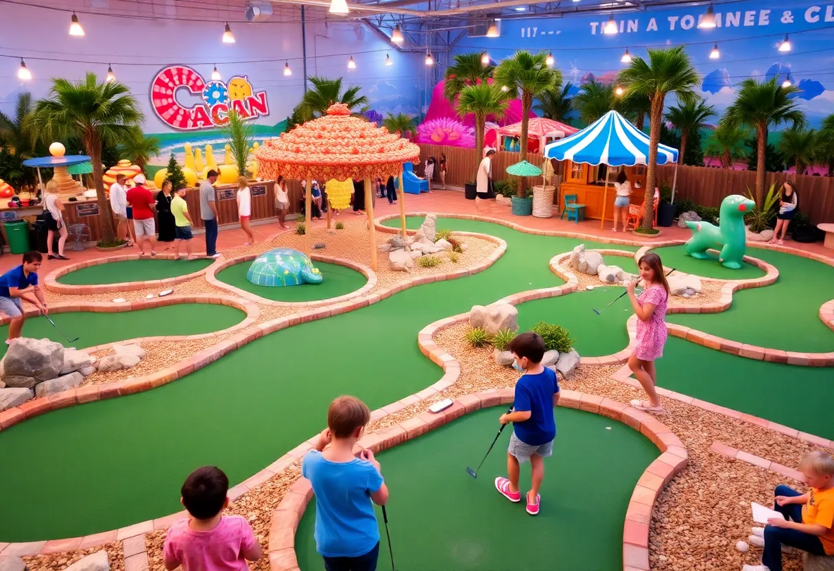 Family enjoying mini golf at Starlux Course in Wildwood