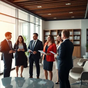 Team of attorneys working in a law office