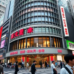 Tokyo Stock Exchange building view with traders in action