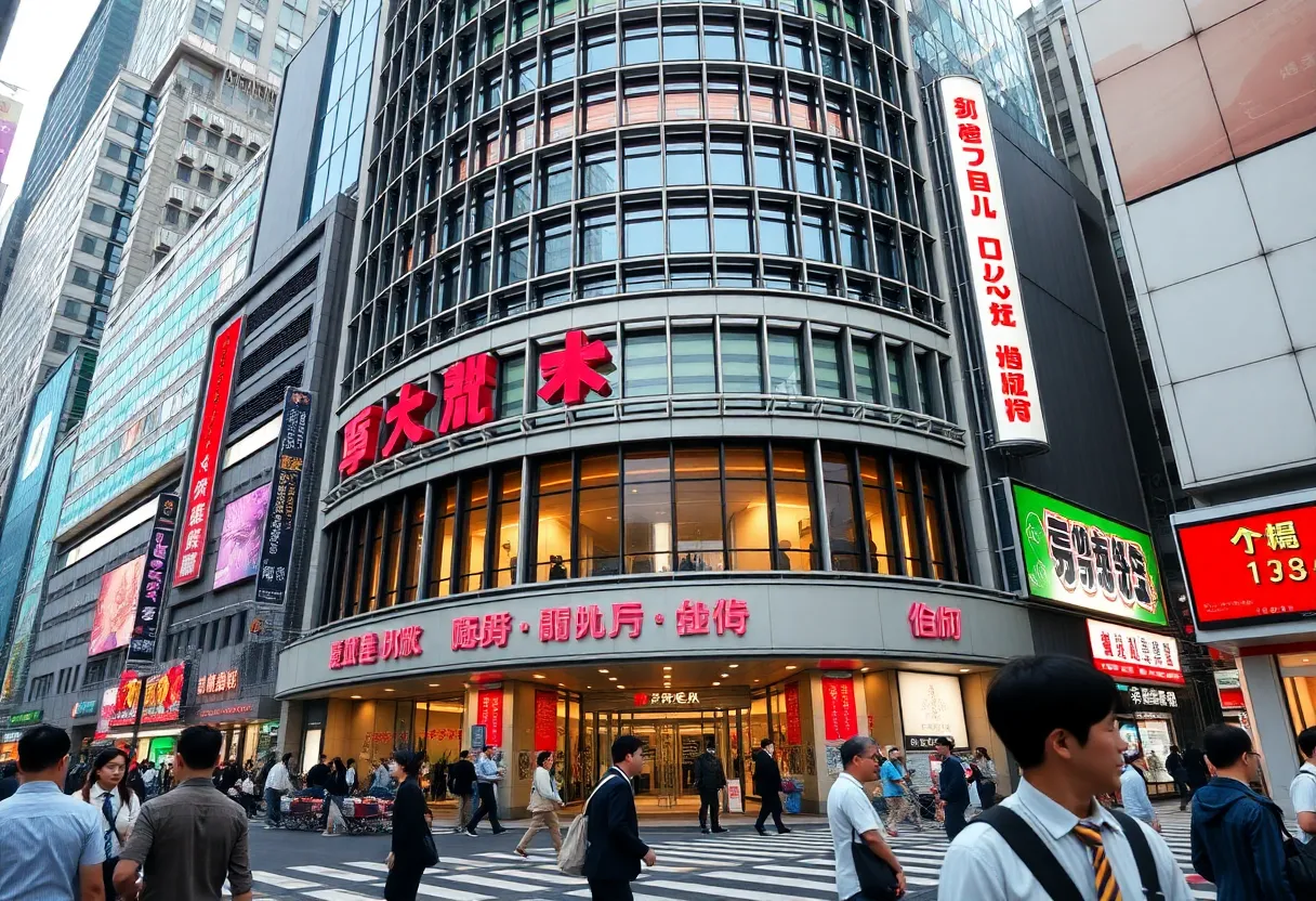 Tokyo Stock Exchange building view with traders in action