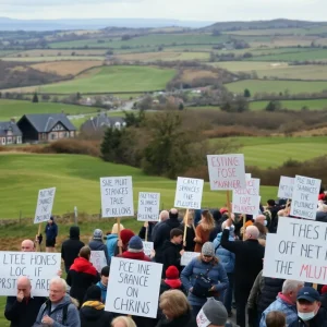 Protesters gather in Scotland against Trump's visit and golf courses