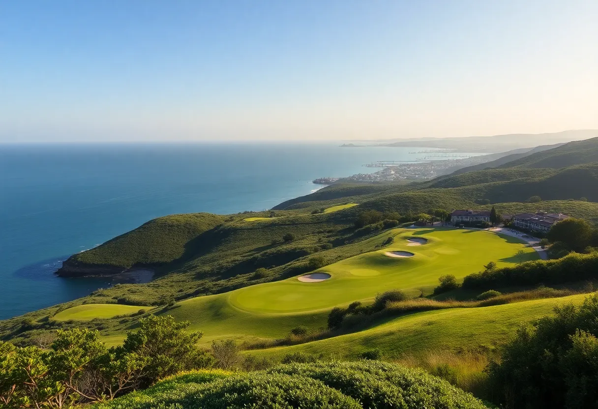 A scenic view of Trump Turnberry Golf Resort with lush green landscapes.