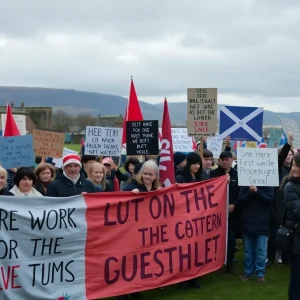 Demonstrators protesting Trump's visit in Scotland