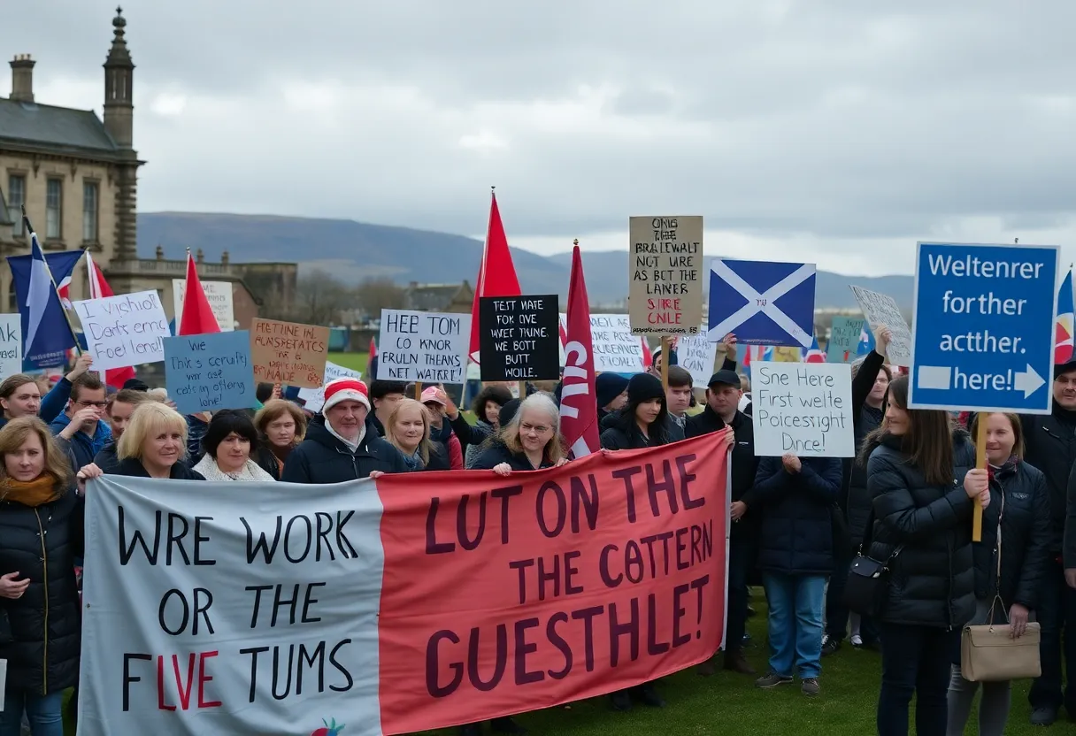 Demonstrators protesting Trump's visit in Scotland