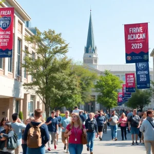 Students celebrating the university rankings at UC Berkeley and UCLA.