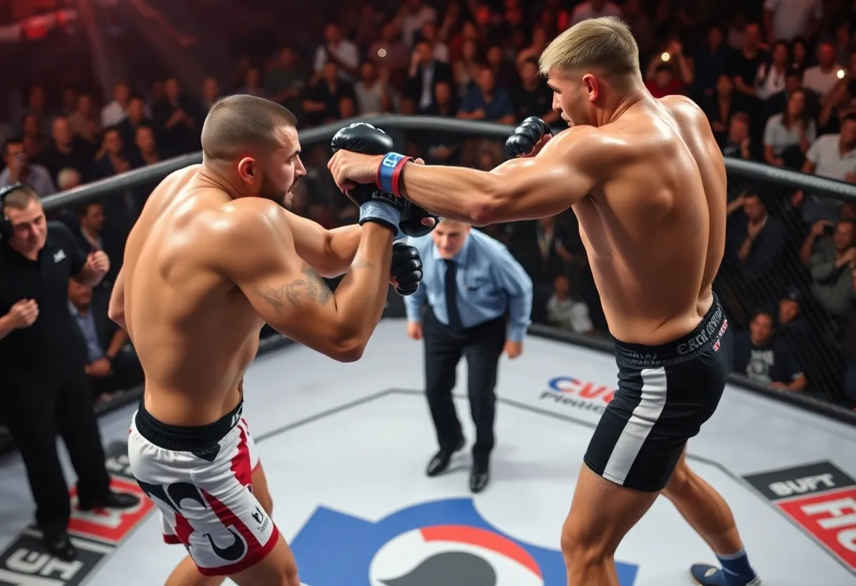 UFC 319 fighters battling in the octagon
