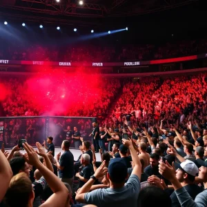 Crowd at UFC Fight Night in Nashville cheering for Derrick Lewis