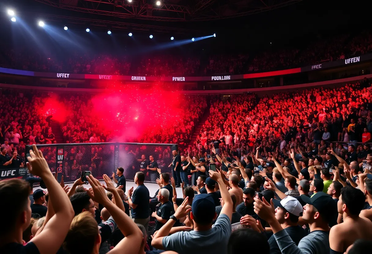 Crowd at UFC Fight Night in Nashville cheering for Derrick Lewis