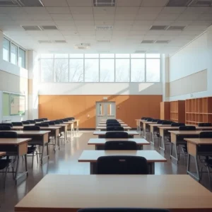 Empty university campus showcasing financial challenges