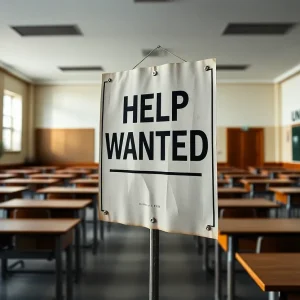 A university campus with empty classrooms reflecting financial challenges.