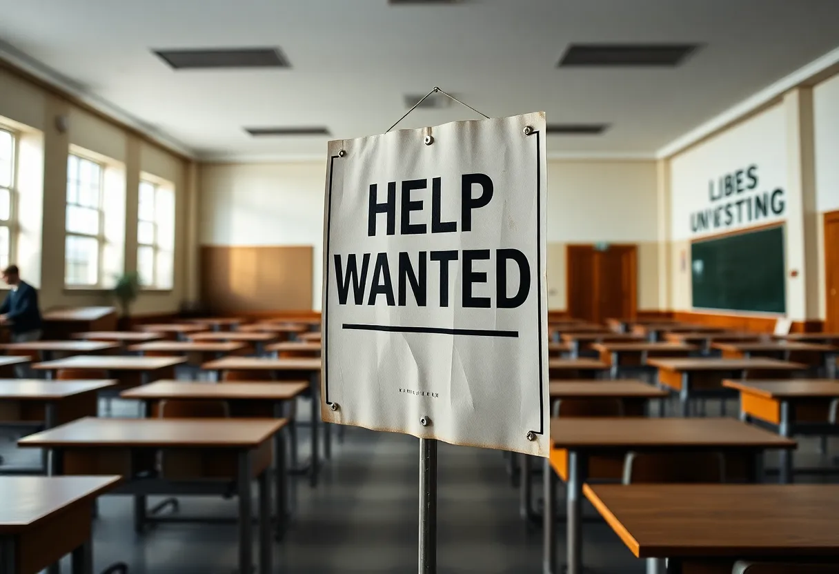 A university campus with empty classrooms reflecting financial challenges.