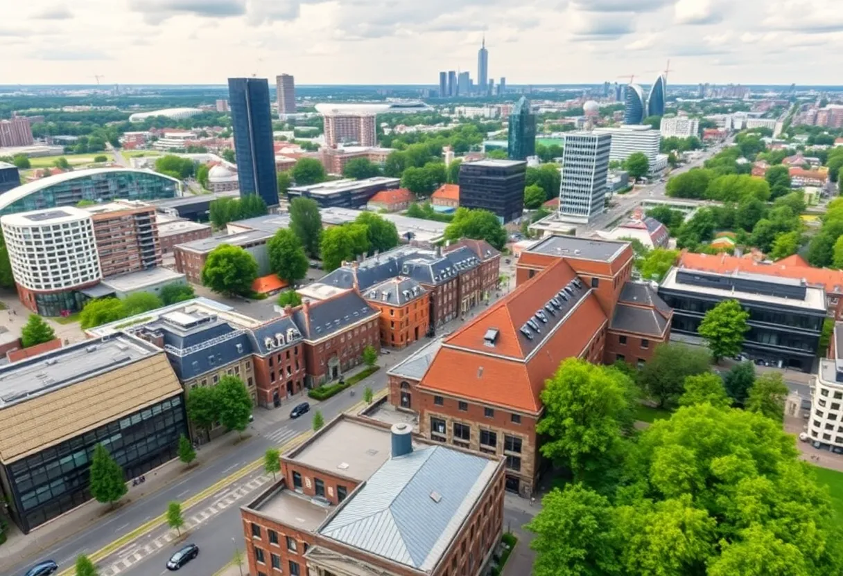 Cityscape of Utrecht and Eindhoven showcasing modern architecture and innovation.