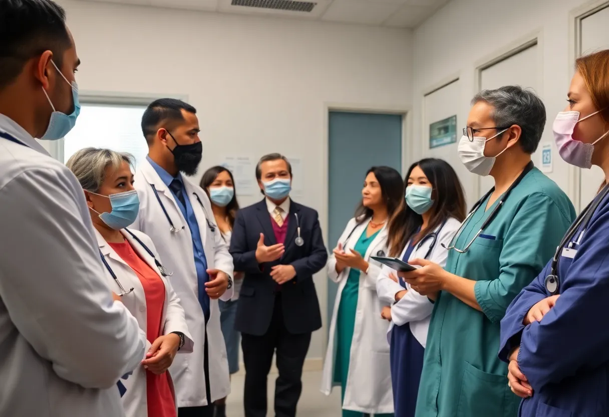 Healthcare professionals discussing ethical issues concerning vaccines