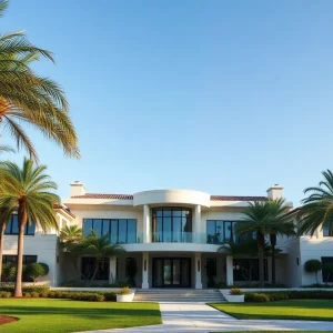 Exterior view of a luxurious Beverly Hills mansion