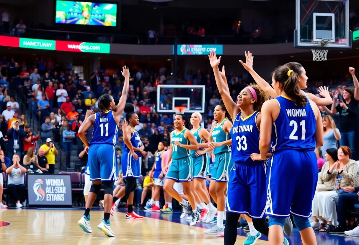 Participants celebrating at the WNBA All-Star event