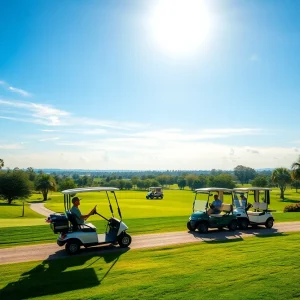 Modern golf carts on the course at Zimbali Lakes Resort