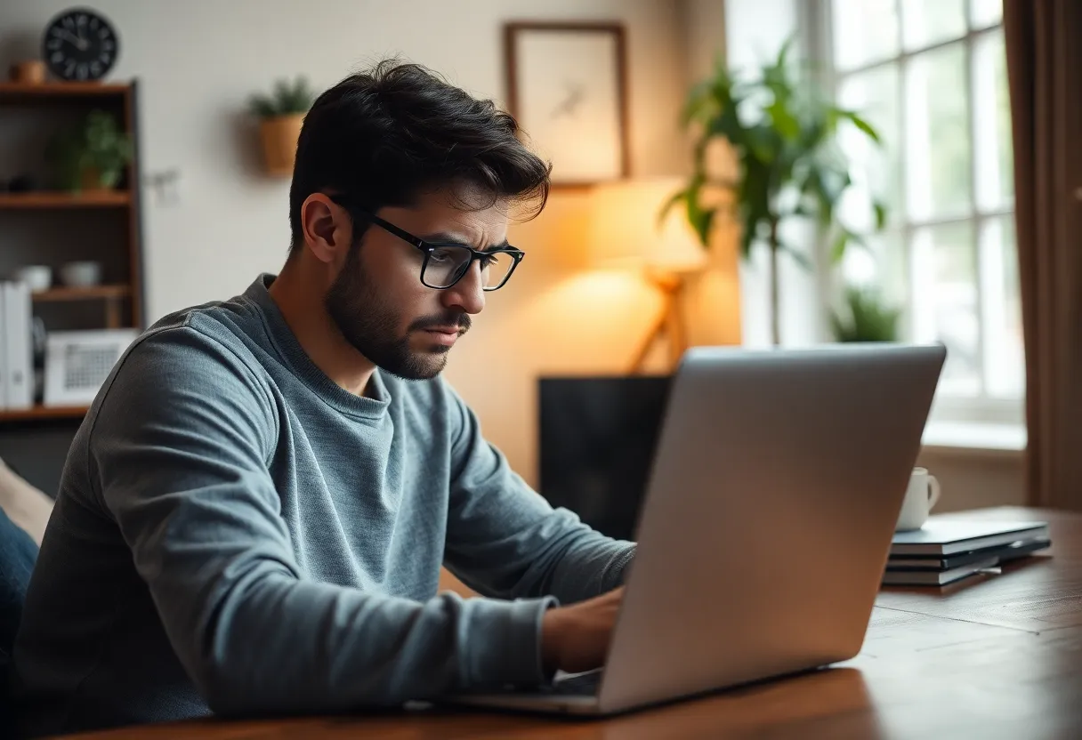 Person frustrated with 400 Bad Request Error on laptop