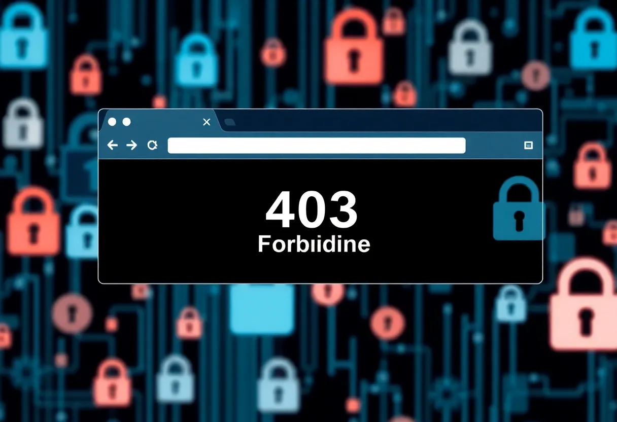 Illustration depicting a web browser showing a 403 Forbidden error message