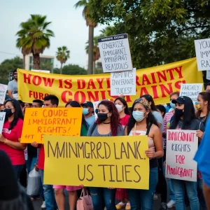 Community members protesting against ICE immigration raids in Anaheim