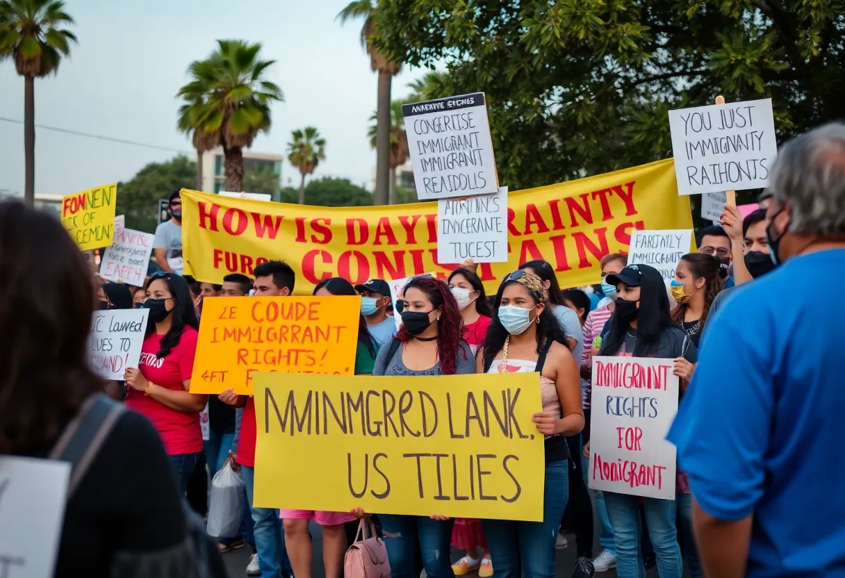 Community members protesting against ICE immigration raids in Anaheim
