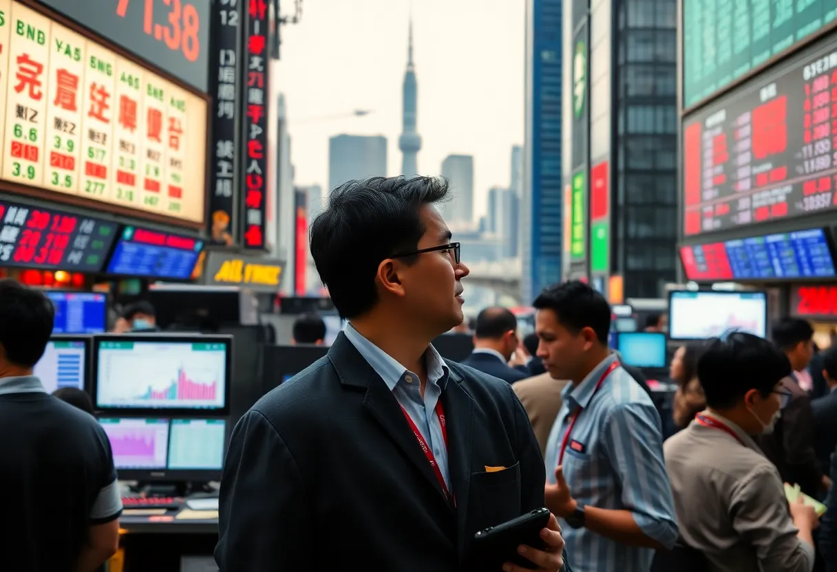 A view of Asian financial markets with traders and stock displays