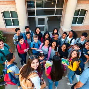 Group of California high school students outside a school