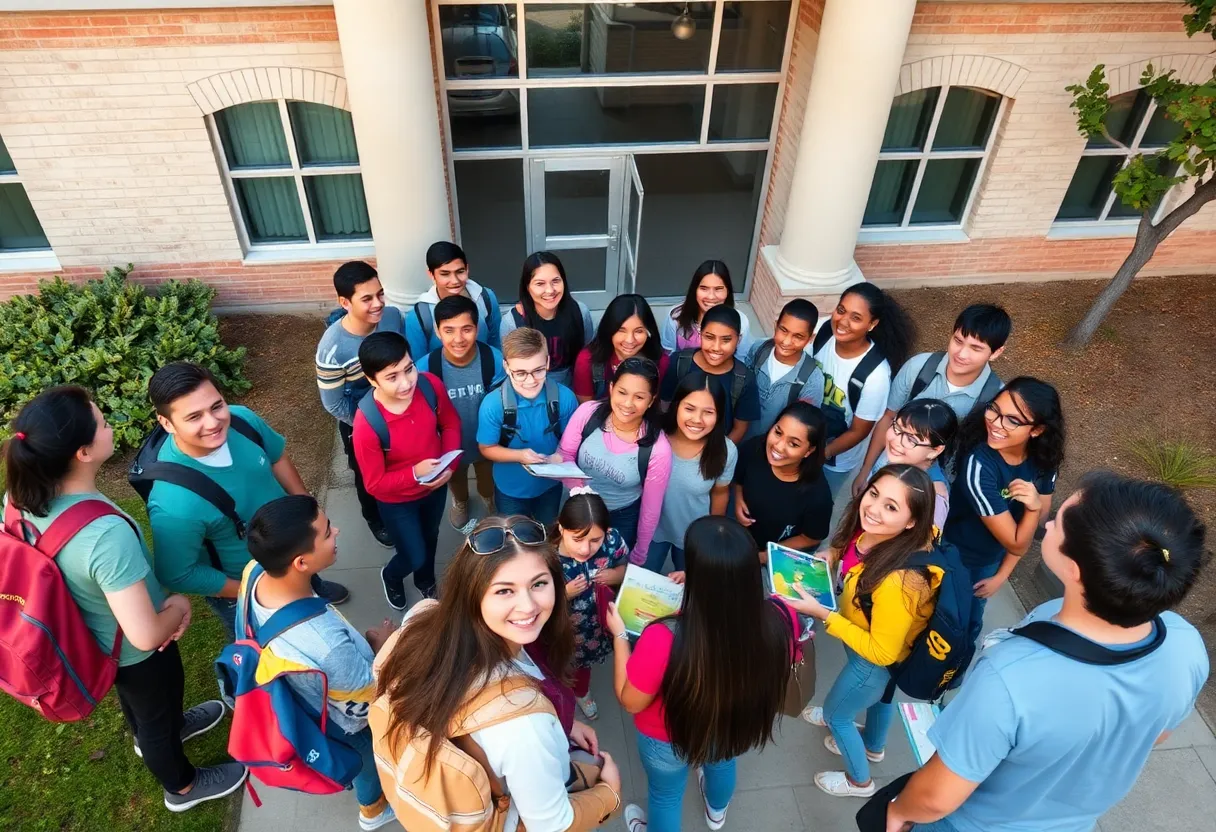 Group of California high school students outside a school