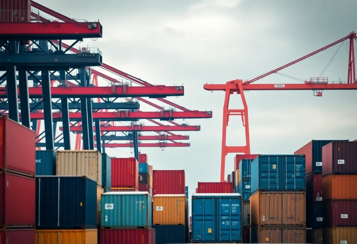 Shipping containers at California port symbolizing trade economy