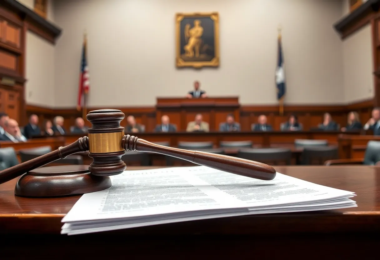 Courtroom scene representing a legal ruling on development fees