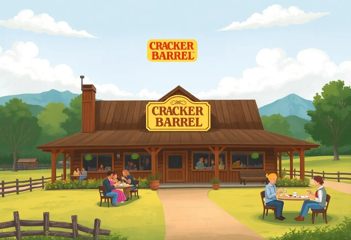 Cracker Barrel restaurant featuring traditional logo