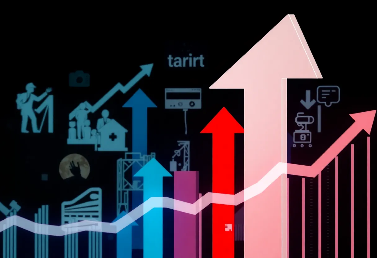Abstract representation of the U.S. economy focused on job growth and tariffs