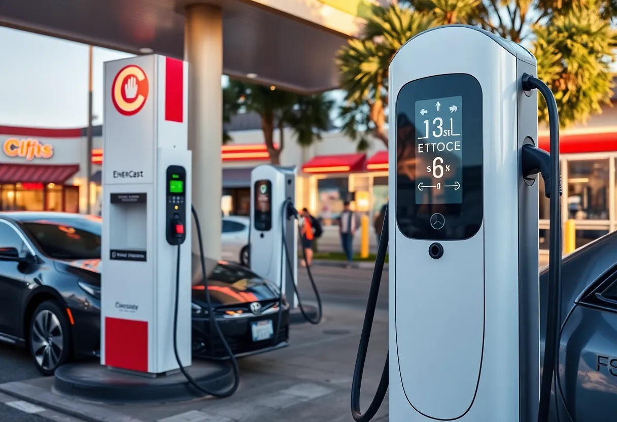 Electric vehicle charging station in California with fast chargers