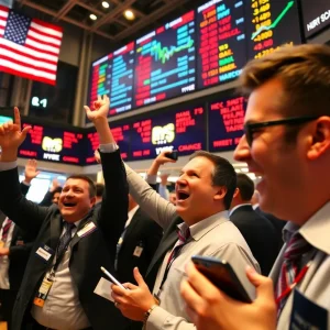 Traders celebrating at the stock exchange during Figma's IPO