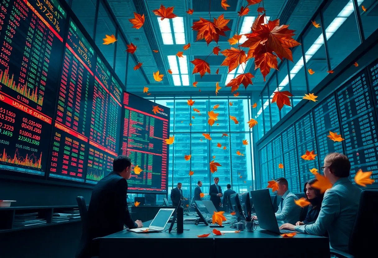 A visual representation of global markets reacting to a tech selloff.