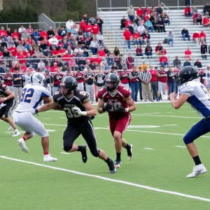 High school football teams competing on the field